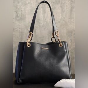 Michael Kors Black Leather Tote Bag